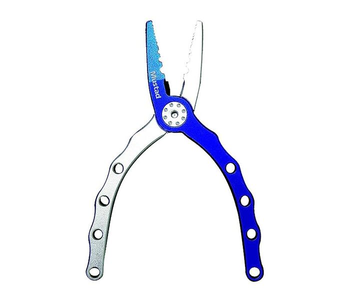 Mustad Aluminium Fishing Pliers Curved Nose Scissors Braid Cutters 6 INCH WT046